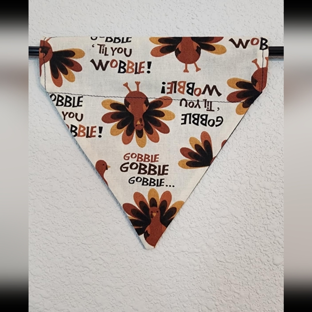 SMALL 💙🍂 Festive Turkey Dog Bandana